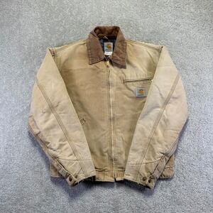 VINTAGE Carhartt J01 BRN Jacket Size 40 Blanket Lined Detroit Tan Work Faded 90s